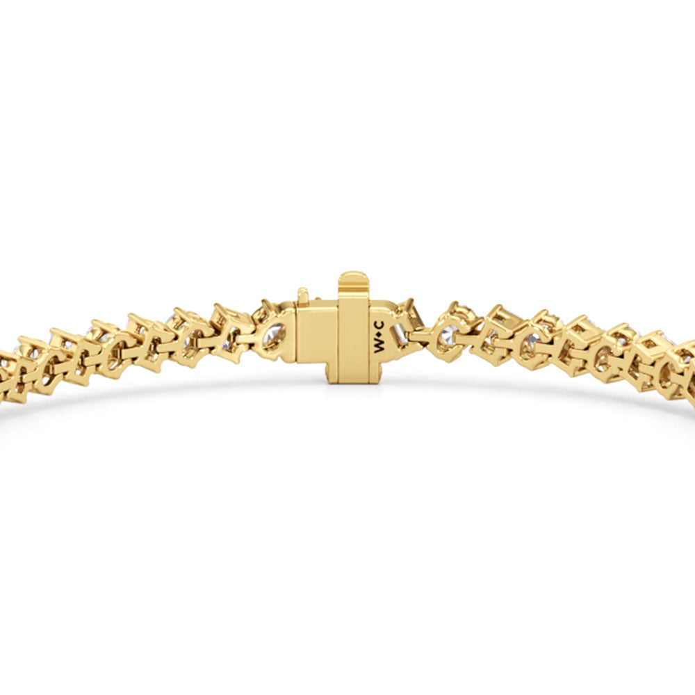 Oval and Emerald Herringbone Tennis Bracelet with Lab Cut Diamond in 14KT Yellow Gold view 7
