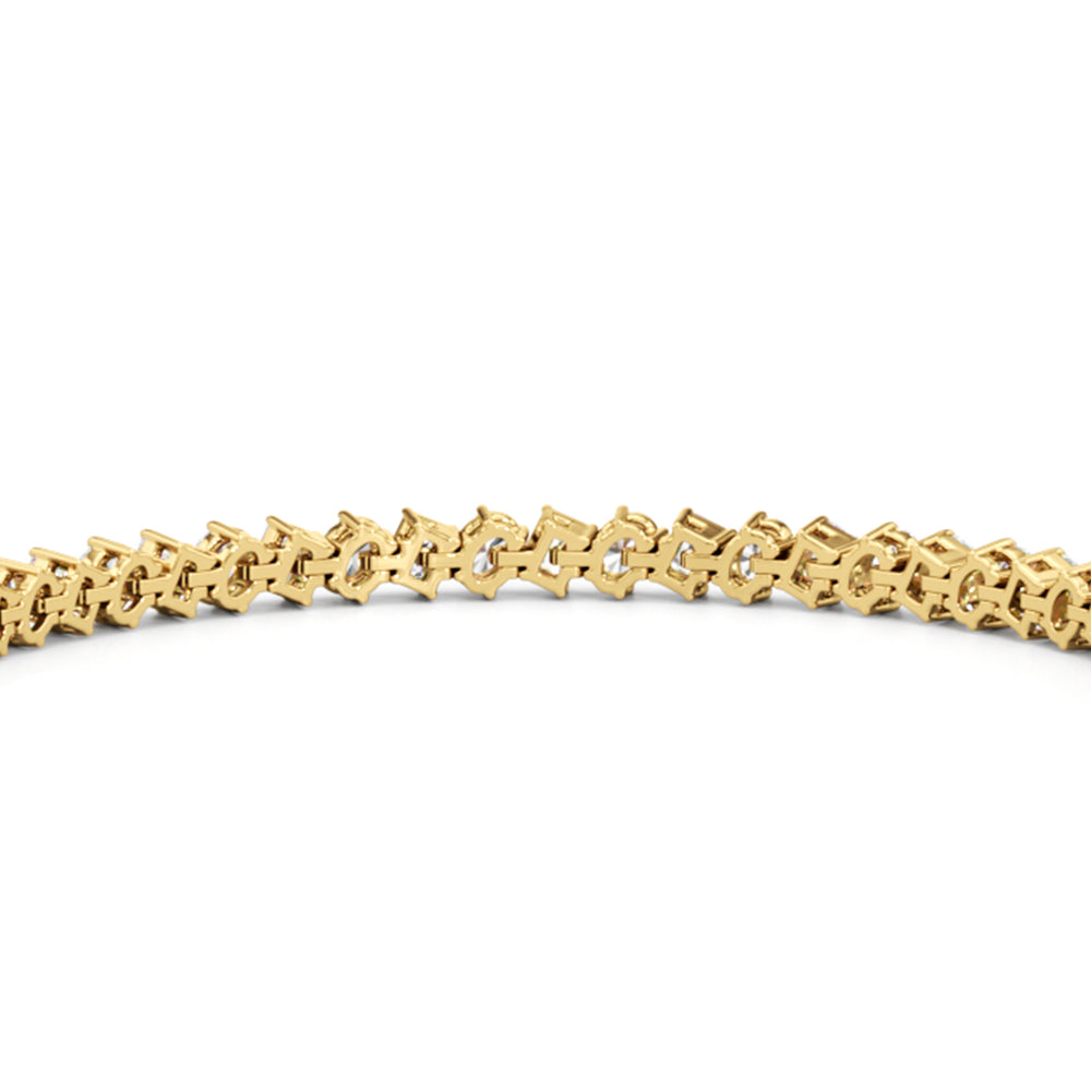 Oval and Emerald Herringbone Tennis Bracelet with Lab Cut Diamond in 14KT Yellow Gold view 8
