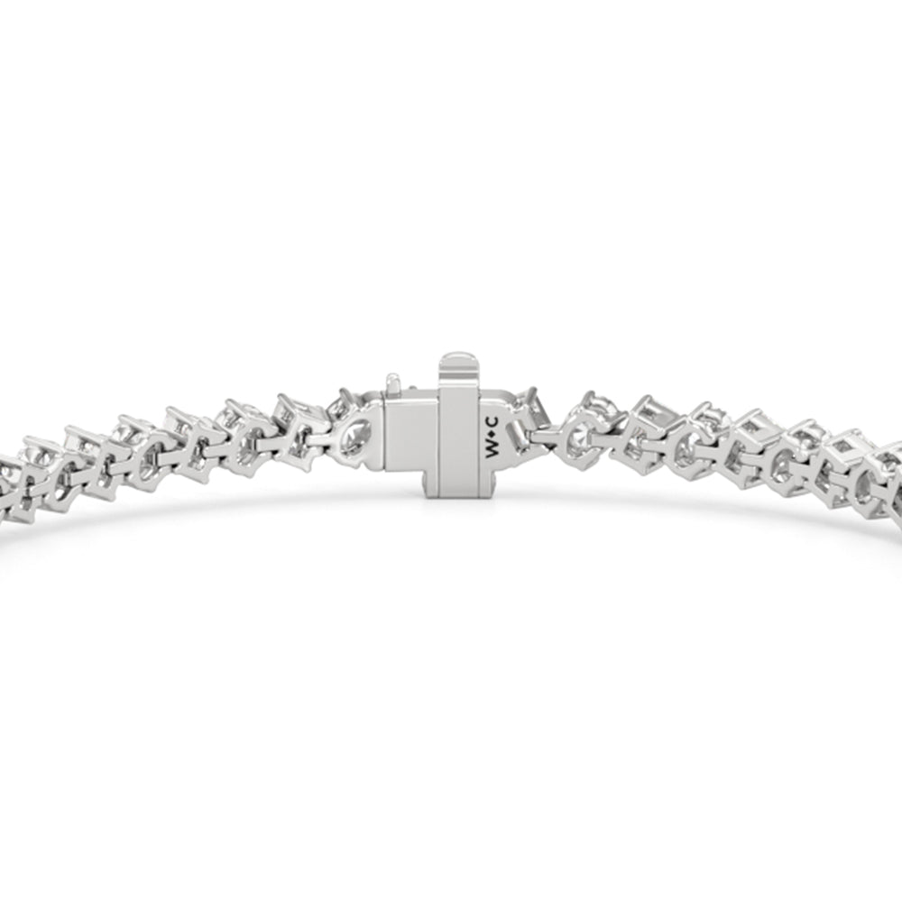 Oval and Emerald Herringbone Tennis Bracelet with Lab Cut Diamond in 14KT White Gold view 7
