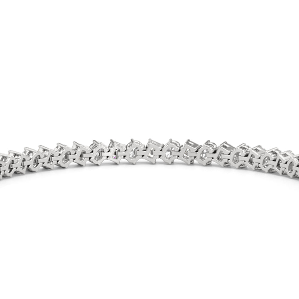 Oval and Emerald Herringbone Tennis Bracelet with Lab Cut Diamond in 14KT White Gold view 8
