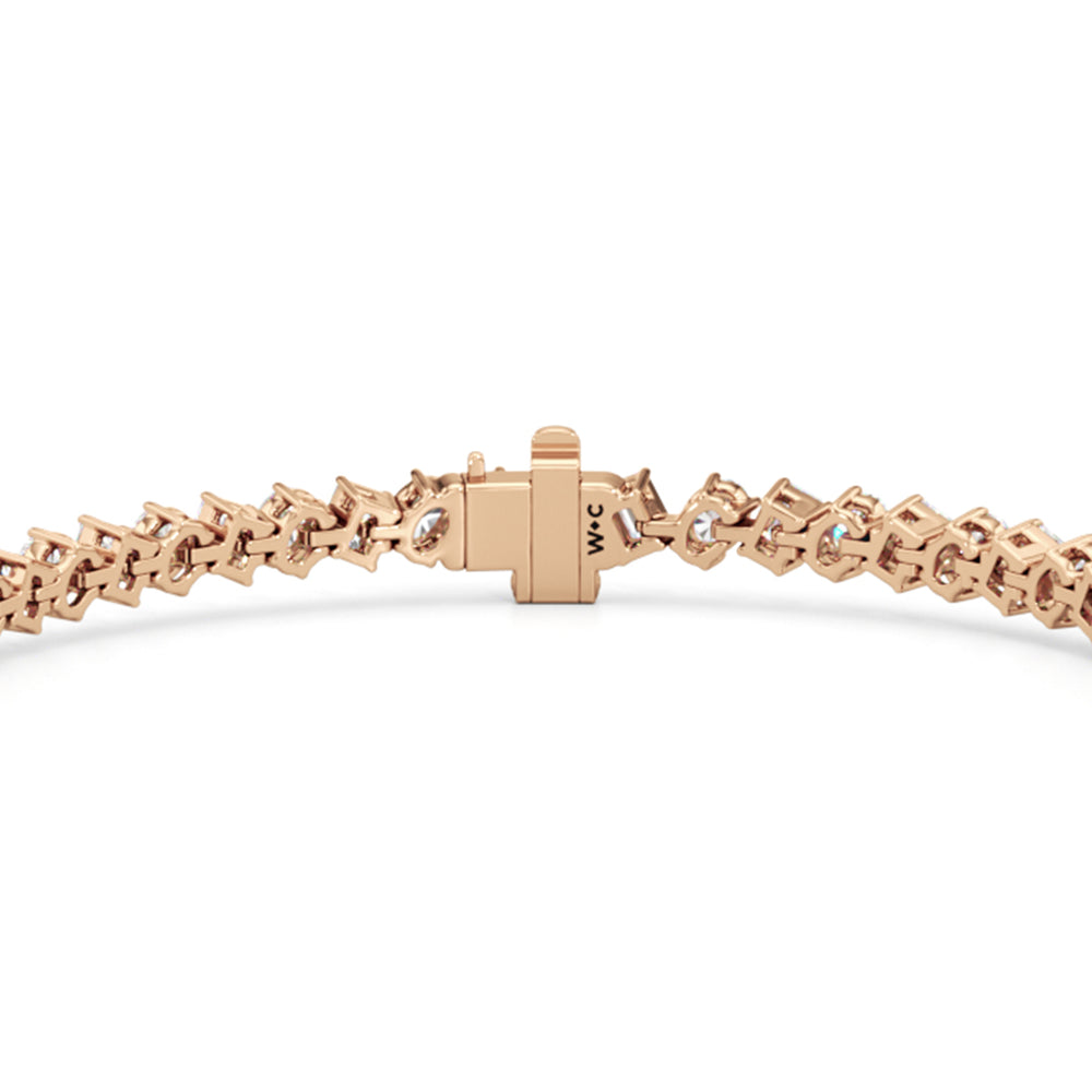 Oval and Emerald Herringbone Tennis Bracelet with Lab Cut Diamond in 14KT Rose Gold view 7
