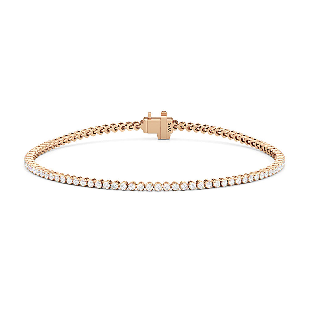 Four Prong Lab Diamond Tennis Bracelet with 10 Cut Diamond in 14KT Rose Gold view 18
