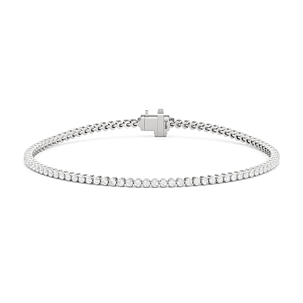 Four Prong Lab Diamond Tennis Bracelet with 1 Cut Diamond in 14KT White Gold view 1
