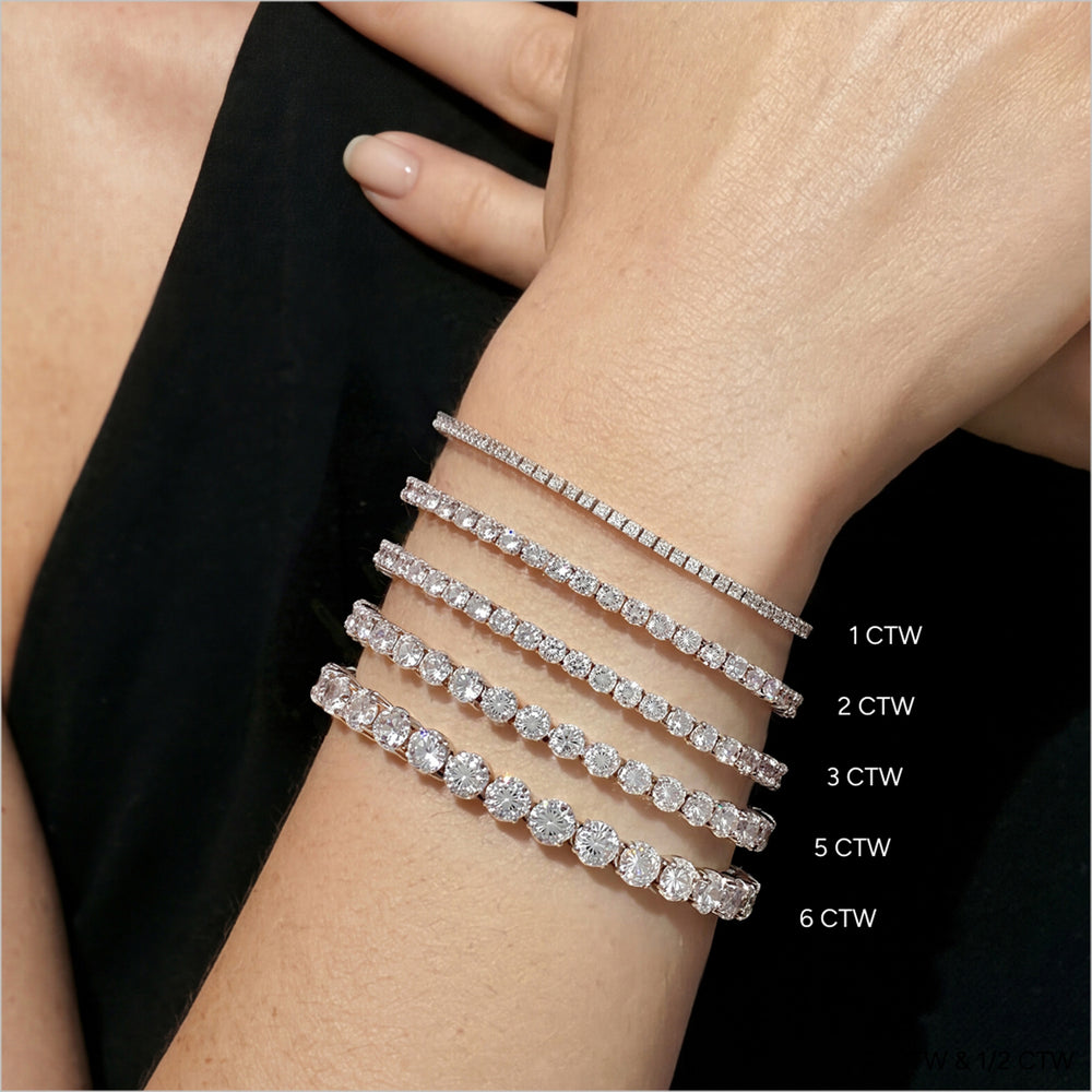 Four Prong Lab Diamond Tennis Bracelet with 1 Cut Diamond in 14KT White Gold view 6
