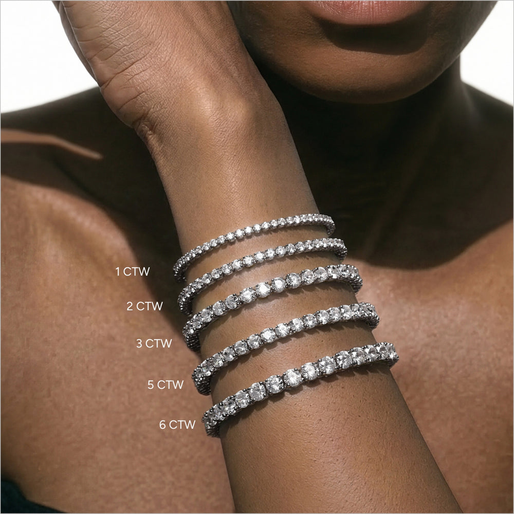 Four Prong Lab Diamond Tennis Bracelet with 2 Cut Diamond in 14KT White Gold view 6
