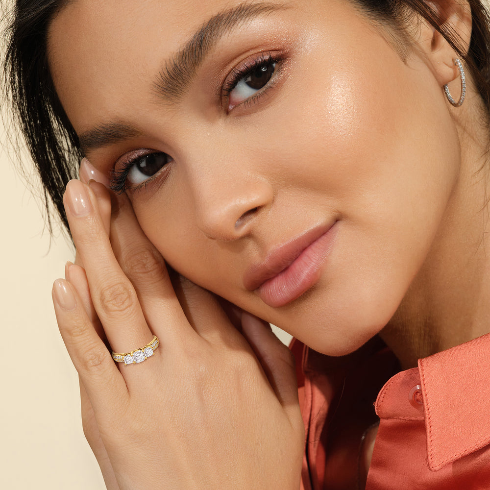 The Mirabel Engagement Ring with Round Cut Diamond in 14KT Yellow Gold view 6
