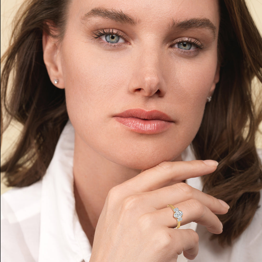 The Noelle Engagement Ring with Emerald Cut Diamond in 14KT Rose Gold view 5
