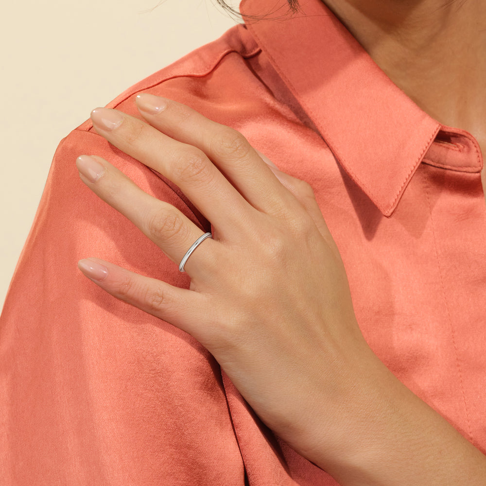 The Elle Wedding Band with 18KT Rose Gold Cut Diamond in 14KT Rose Gold view 5
