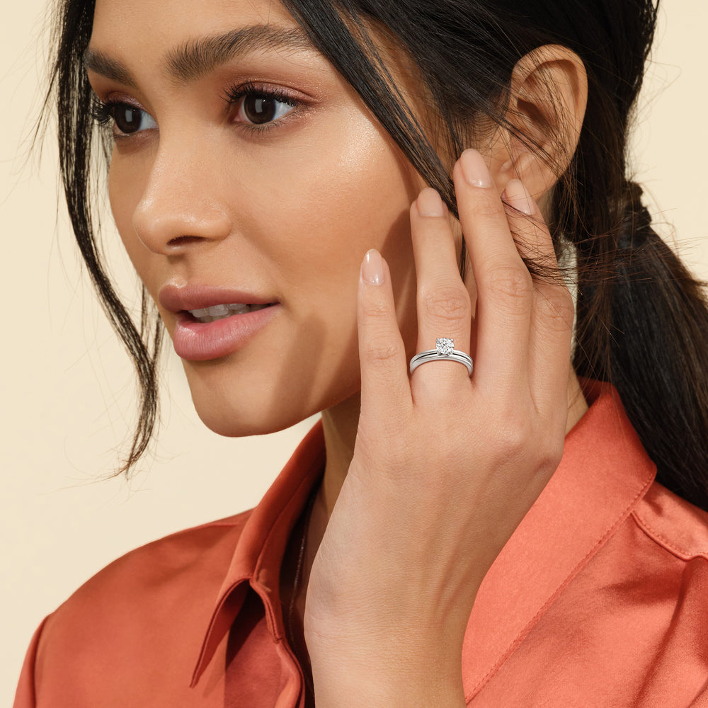 The Elle Wedding Band with 18KT Rose Gold Cut Diamond in 14KT Rose Gold view 6
