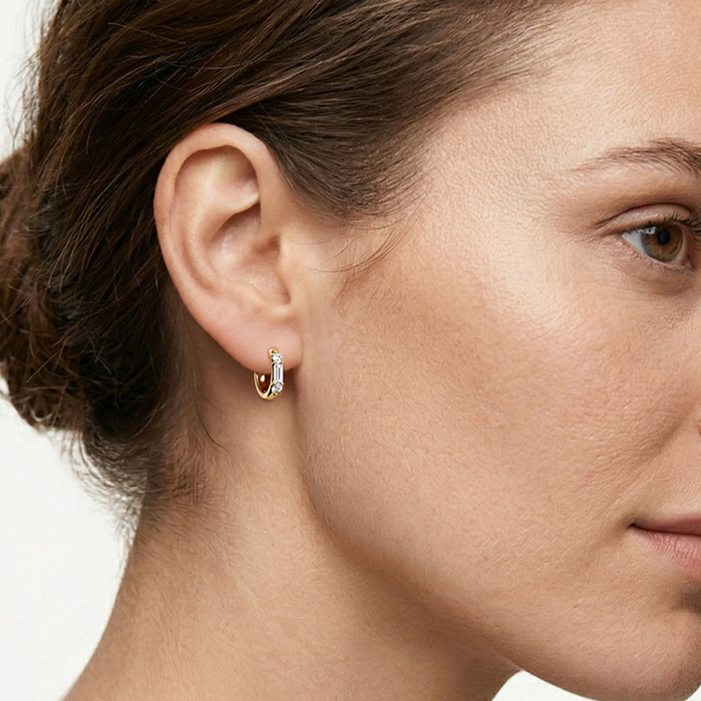 The Paige Hoops with 14KT White Gold / Lab / 3/8 Cut Diamond in 14KT White Gold / Lab / 3/8 view 2

