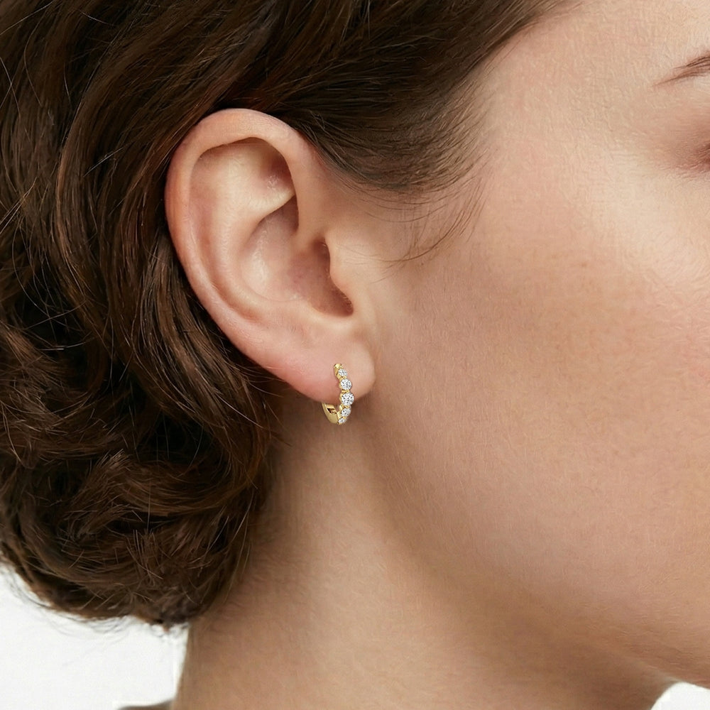 The Quinn Hoops with 14KT White Gold / Lab / 1/3 Cut Diamond in 14KT White Gold / Lab / 1/3 view 2
