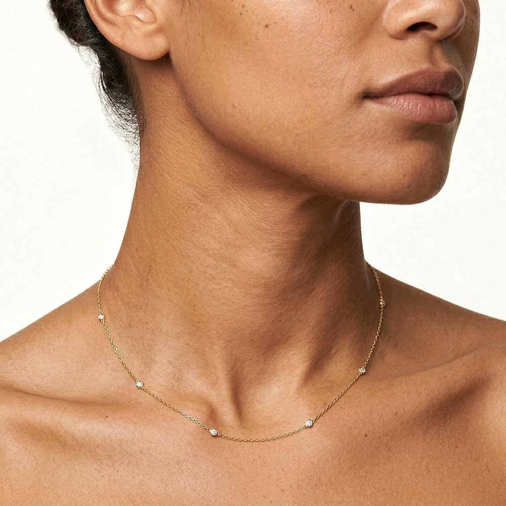 The Eliza Station Necklace with 14KT White Gold / Lab / 1/6 Cut Diamond in 14KT White Gold / Lab / 1/6 view 2
