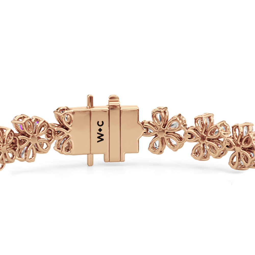 Daisy Bracelet with Lab Cut Diamond in 14KT Rose Gold view 6
