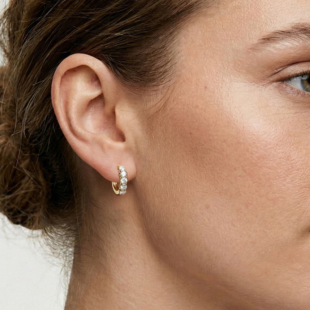 The Cleo Mini Hoops with 14KT White Gold / Lab / 1 Cut Diamond in 14KT White Gold / Lab / 1 view 2
