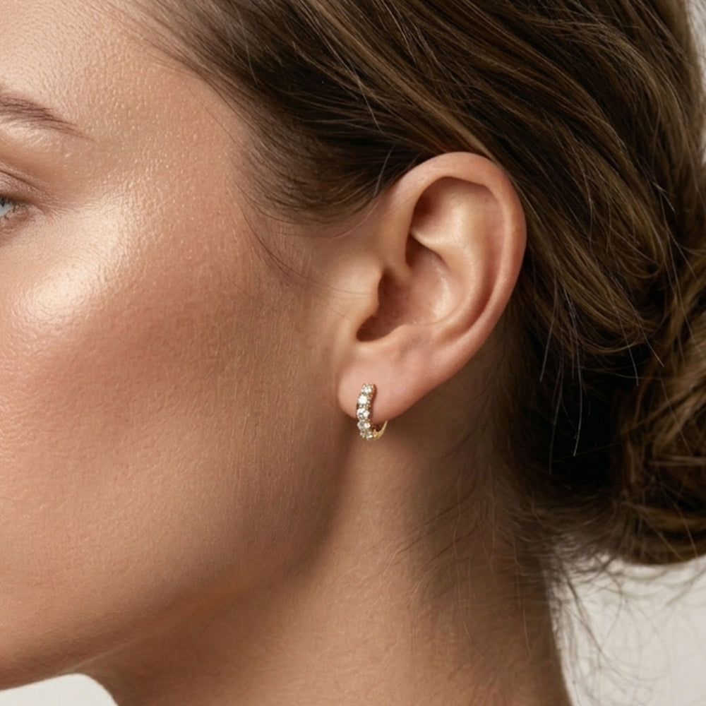 The Cleo Mini Hoops with 14KT Yellow Gold / Lab / 1 Cut Diamond in 14KT Yellow Gold / Lab / 1 view 3
