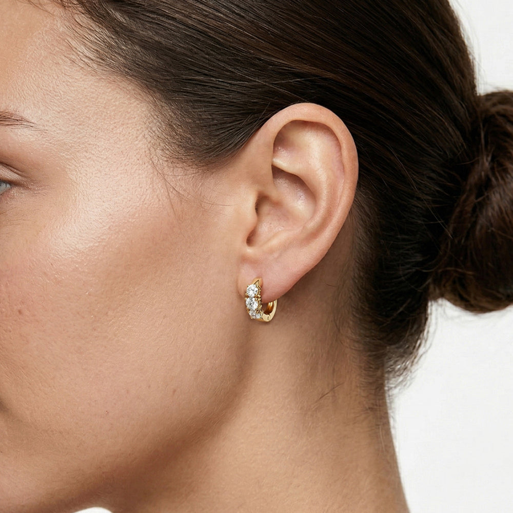 The Josie Huggies with 14KT Yellow Gold / Lab / 1 1/2 Cut Diamond in 14KT Yellow Gold / Lab / 1 1/2 view 3
