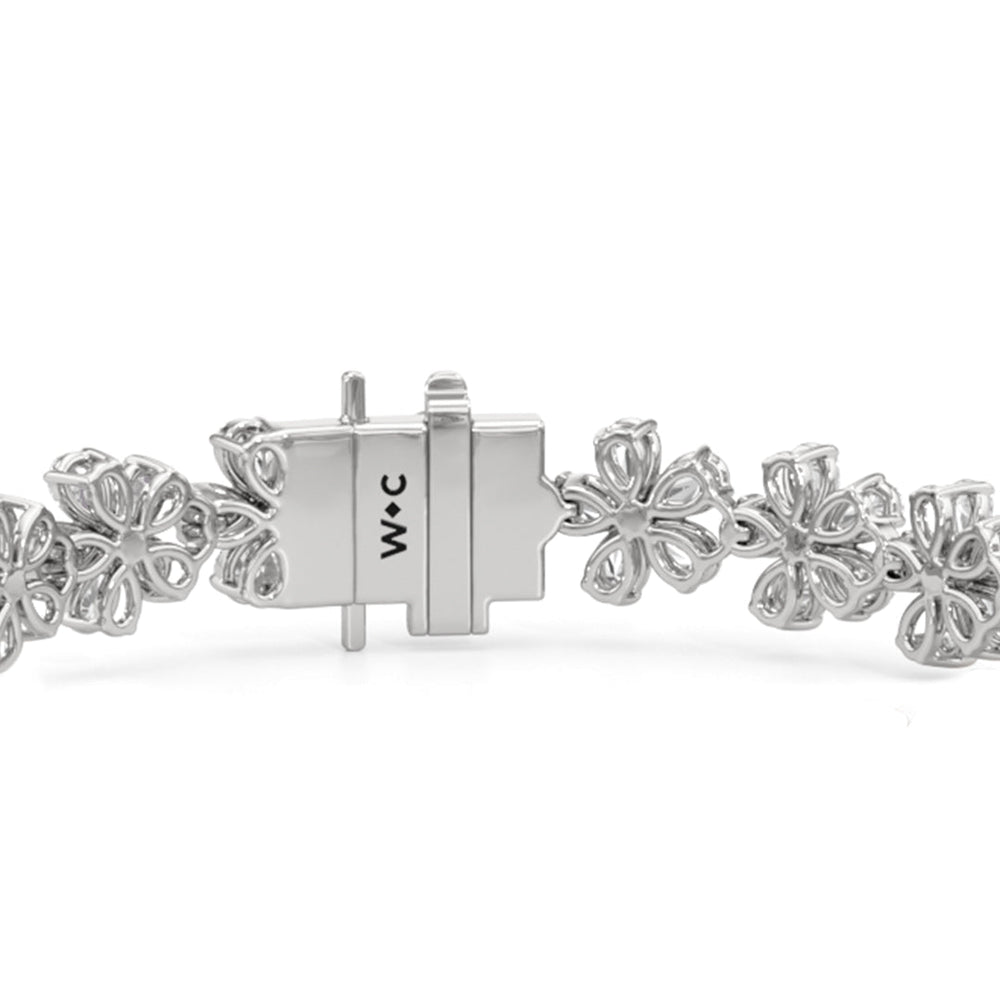 Daisy Bracelet with Lab Cut Diamond in 14KT White Gold view 6
