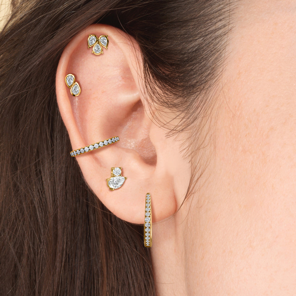 Duet Pear Earrings with 14KT Yellow Gold / Lab / 1/2 Cut Diamond in 14KT Yellow Gold / Lab / 1/2 view 3
