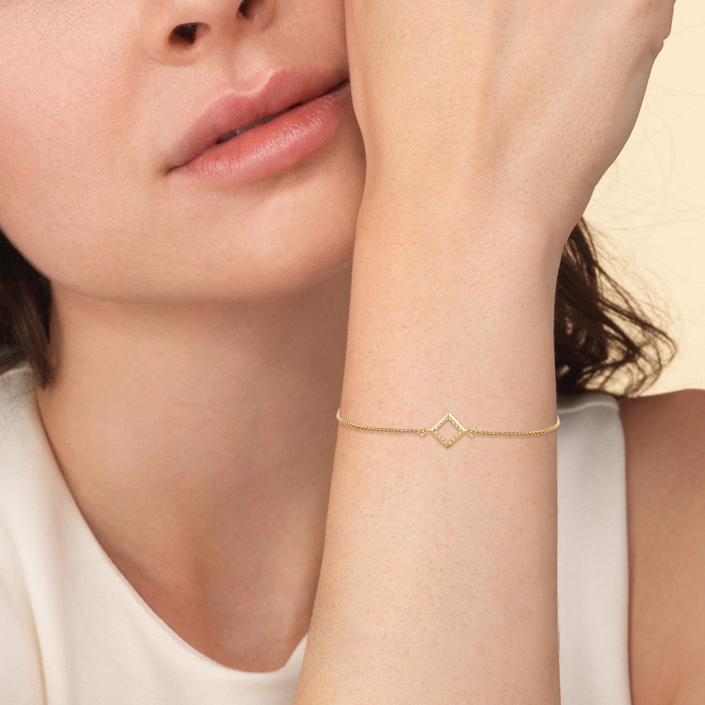 Model Wearing Petite Kite Geometry Bolo Bracelet view