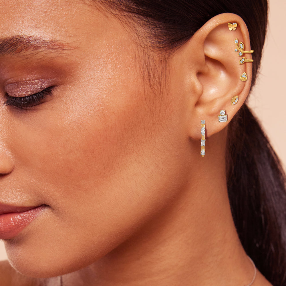 Vine Ear Cuffs with 14KT White Gold / Lab / 1/6 Cut Diamond in 14KT White Gold / Lab / 1/6 view 3
