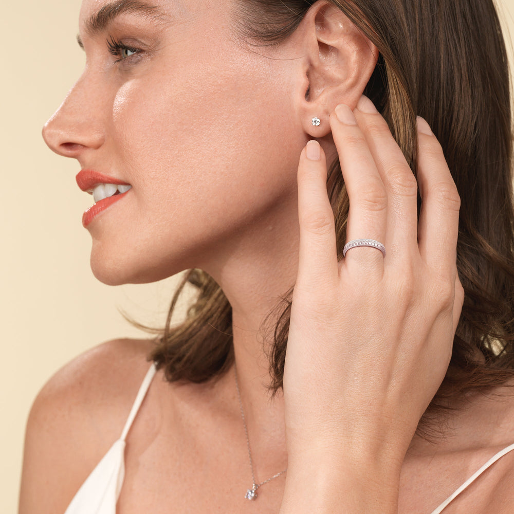 Diamond Edge Geometric Block Ring with 18KT Rose Gold / Lab / 1 Cut Diamond in 14KT Rose Gold / Lab / 1 view 2
