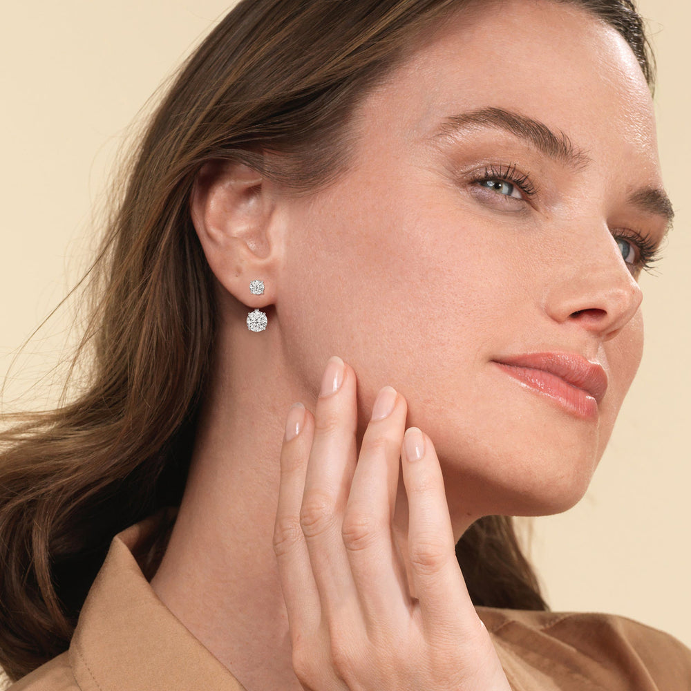 Model Wearing Toi Et Moi Round Front Back Earring view