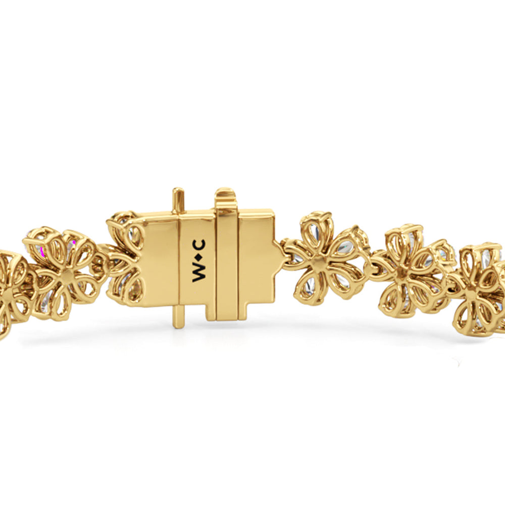 Daisy Bracelet with Lab Cut Diamond in 14KT Yellow Gold view 6
