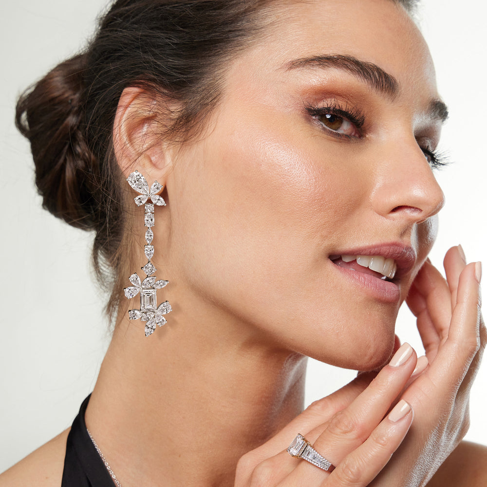 Model Wearing The Delaroche Earrings view
