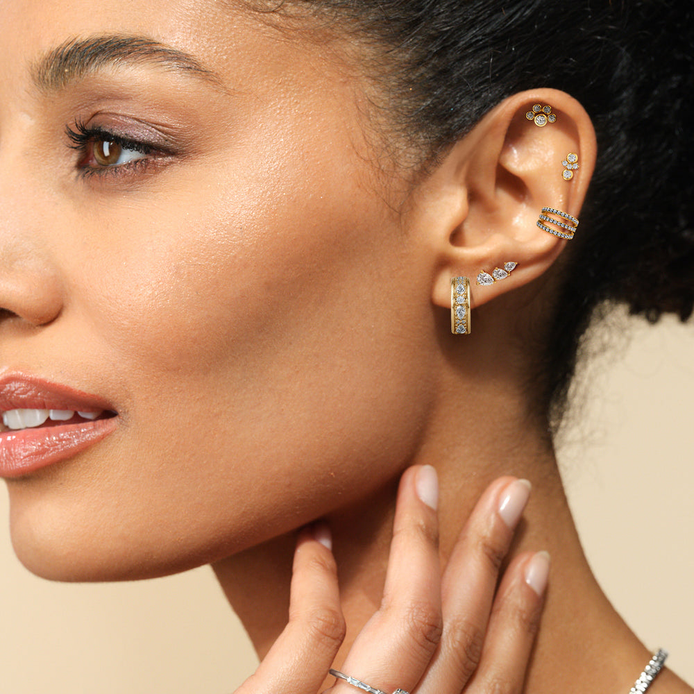 Tapered Trilogy Ear Cuffs with 14KT Rose Gold / Pair Cut Diamond in 14KT Rose Gold / Pair view 3
