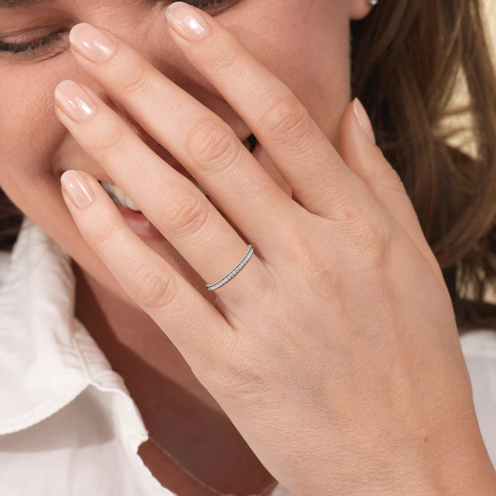 The Celine Diamond Wedding Band with 18KT Rose Gold Cut Diamond in 14KT Rose Gold view 5
