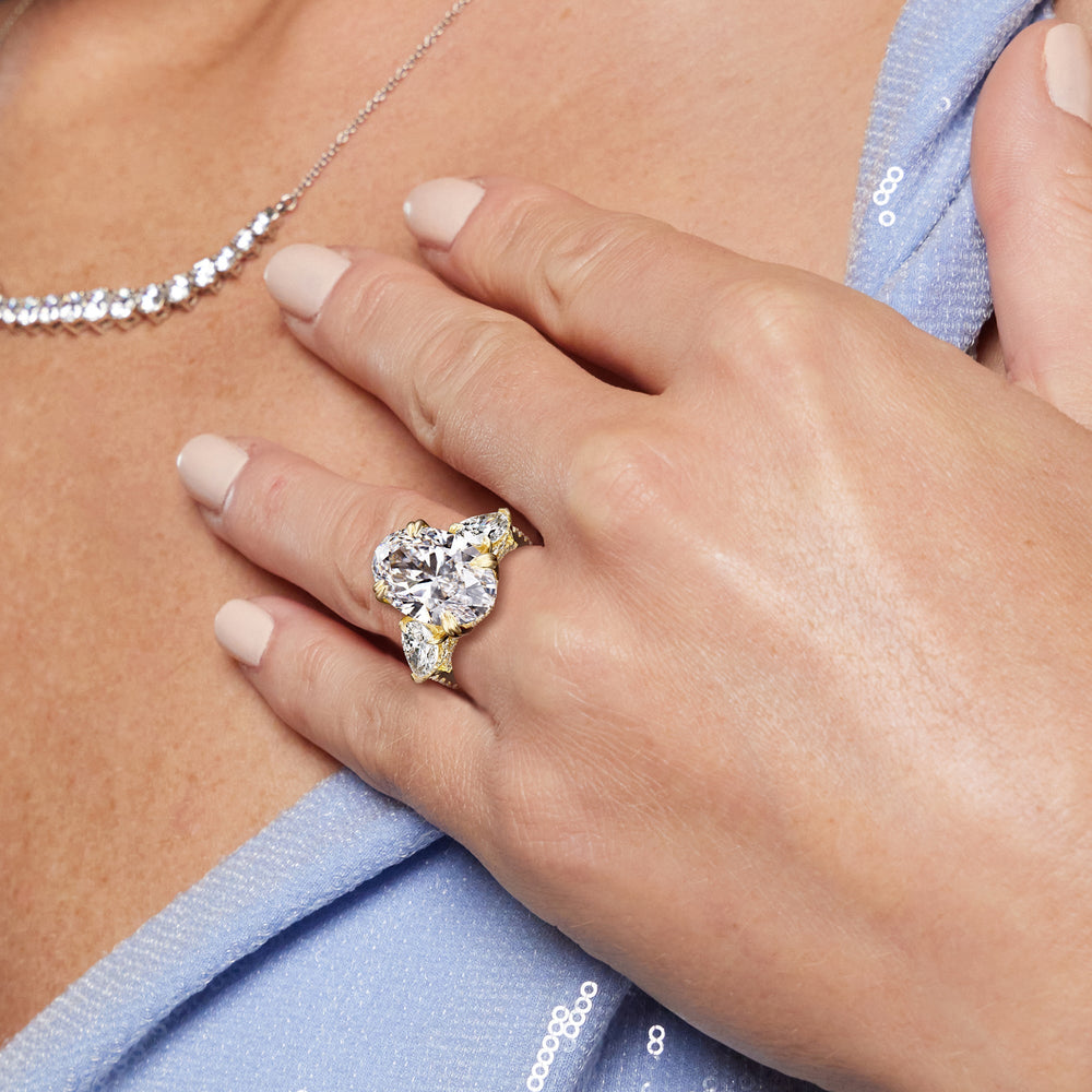Model Wearing The Calder Ring with Lab Grown Diamond view