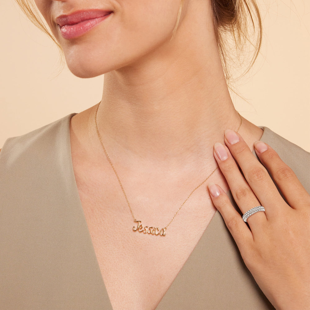 Model Wearing Pave Dome Eternity Ring view