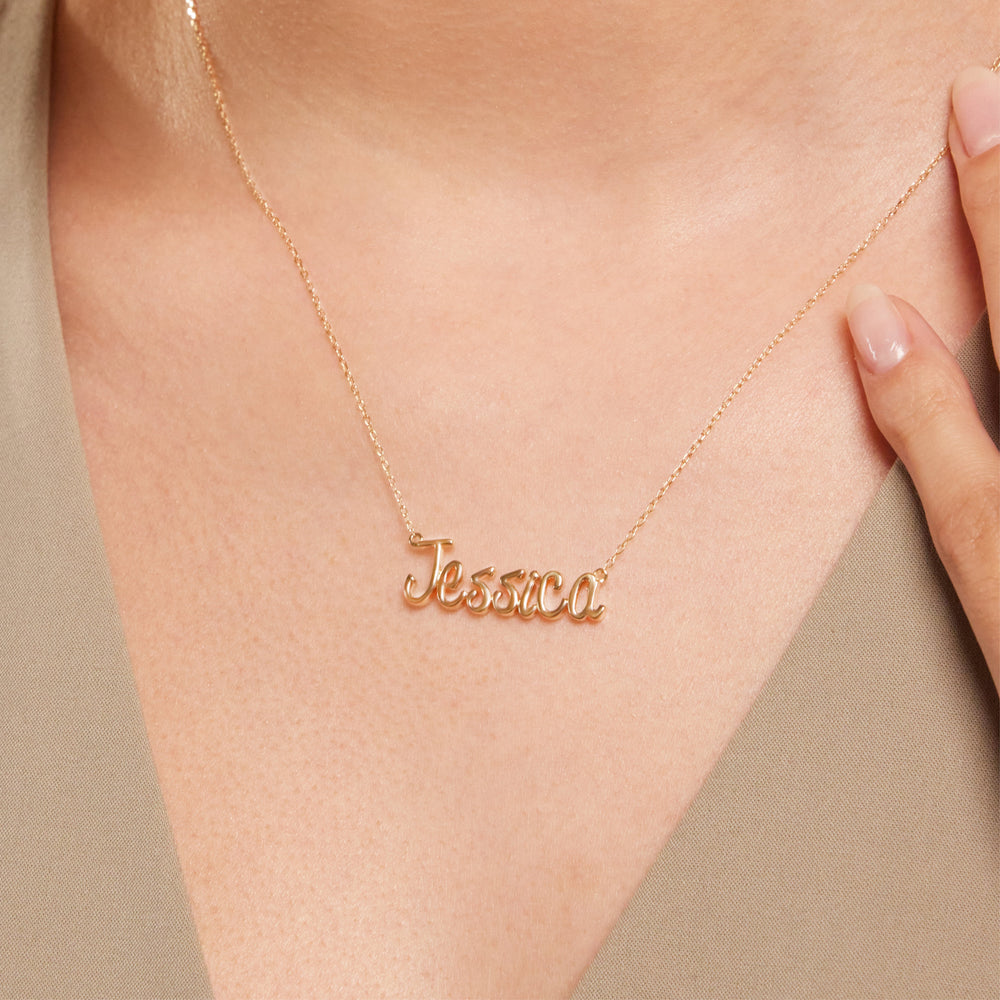 Personalized Name Necklace in Gold with 10 Cut Diamond in 14KT Yellow Gold view 3
