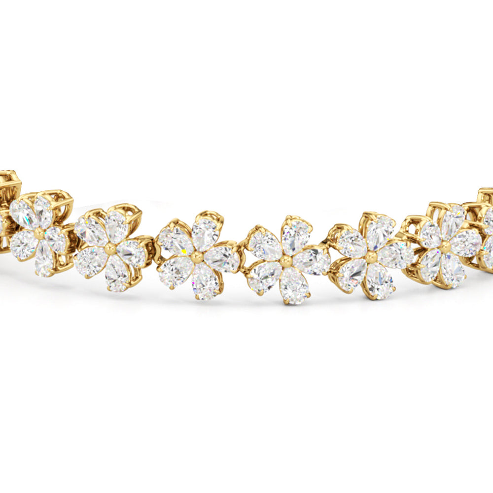 Daisy Bracelet with Lab Cut Diamond in 14KT Yellow Gold view 5
