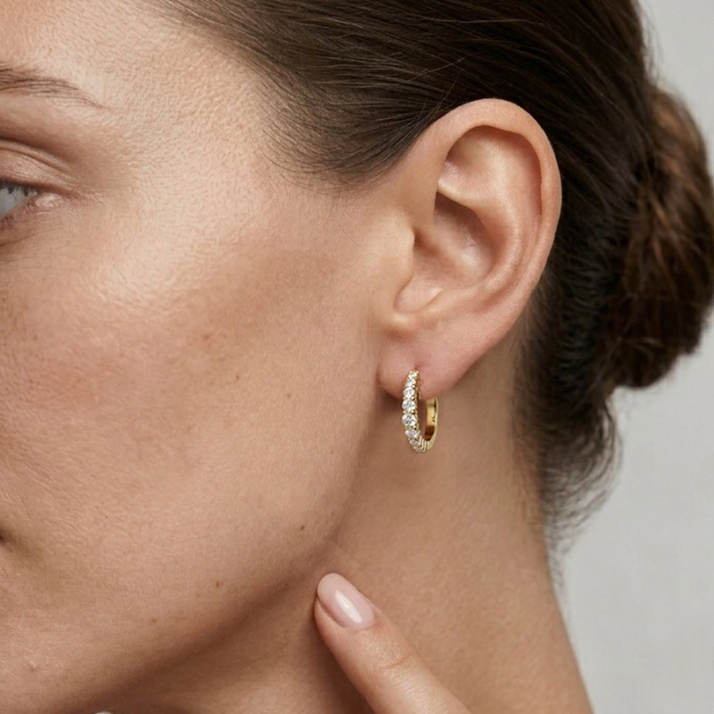 The Danielle Hoops with 14KT White Gold / Lab / 3/4 Cut Diamond in 14KT White Gold / Lab / 3/4 view 3
