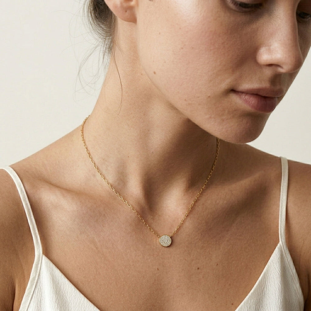 The Linden Pendant Necklace with 18K Yellow Gold Vermeil / Lab / 1/10 Cut Diamond in 14KT 18K Yellow Gold Vermeil / Lab / 1/10 view 2
