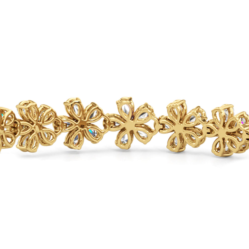 Daisy Bracelet with Lab Cut Diamond in 14KT Yellow Gold view 7
