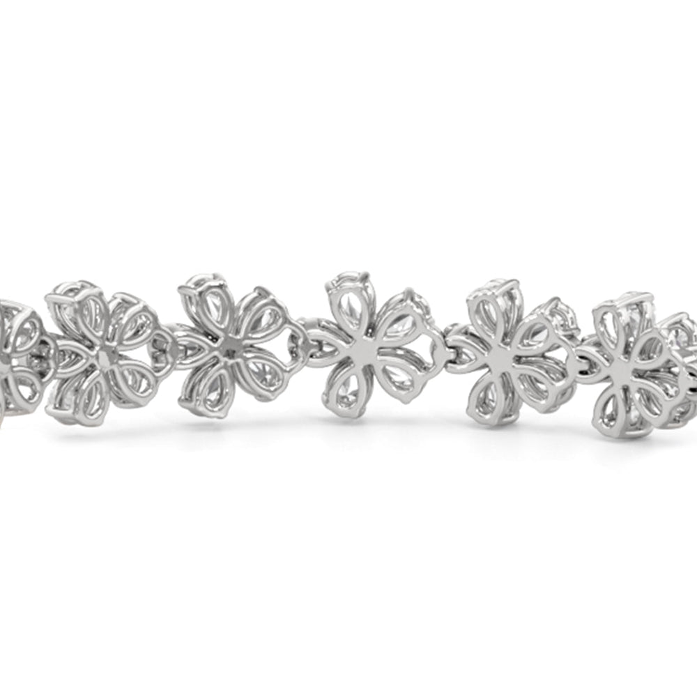 Daisy Bracelet with Lab Cut Diamond in 14KT White Gold view 7
