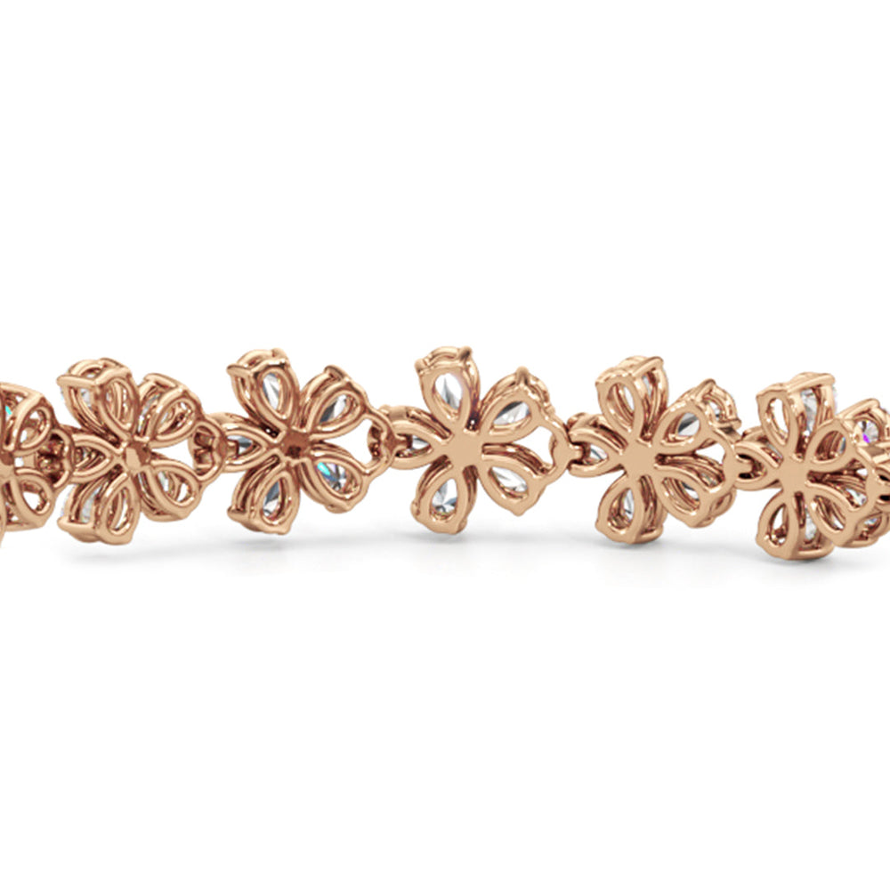 Daisy Bracelet with Lab Cut Diamond in 14KT Rose Gold view 7

