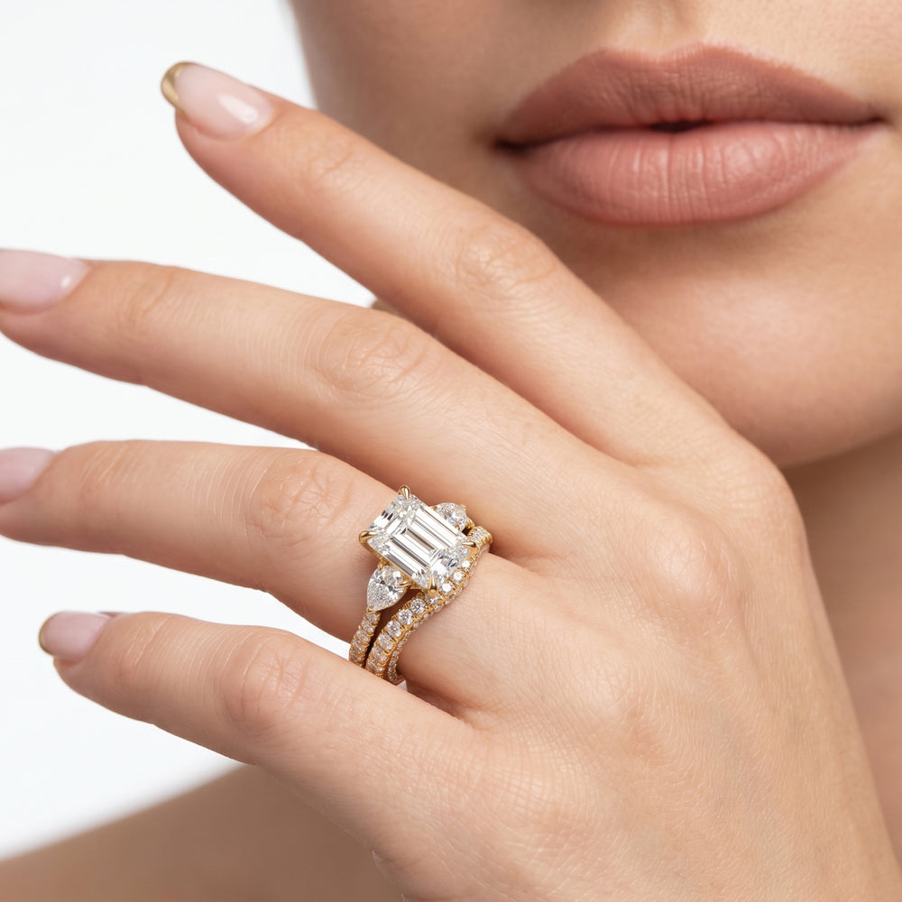 The W Crest Diamond Wedding Band with 18KT Rose Gold Cut Diamond in 14KT Rose Gold view 5
