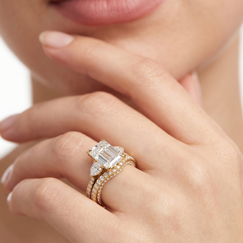 The W Crest Diamond Wedding Band with 18KT Rose Gold & Platinum Cut Diamond in 14KT Rose Gold & Platinum view 3

