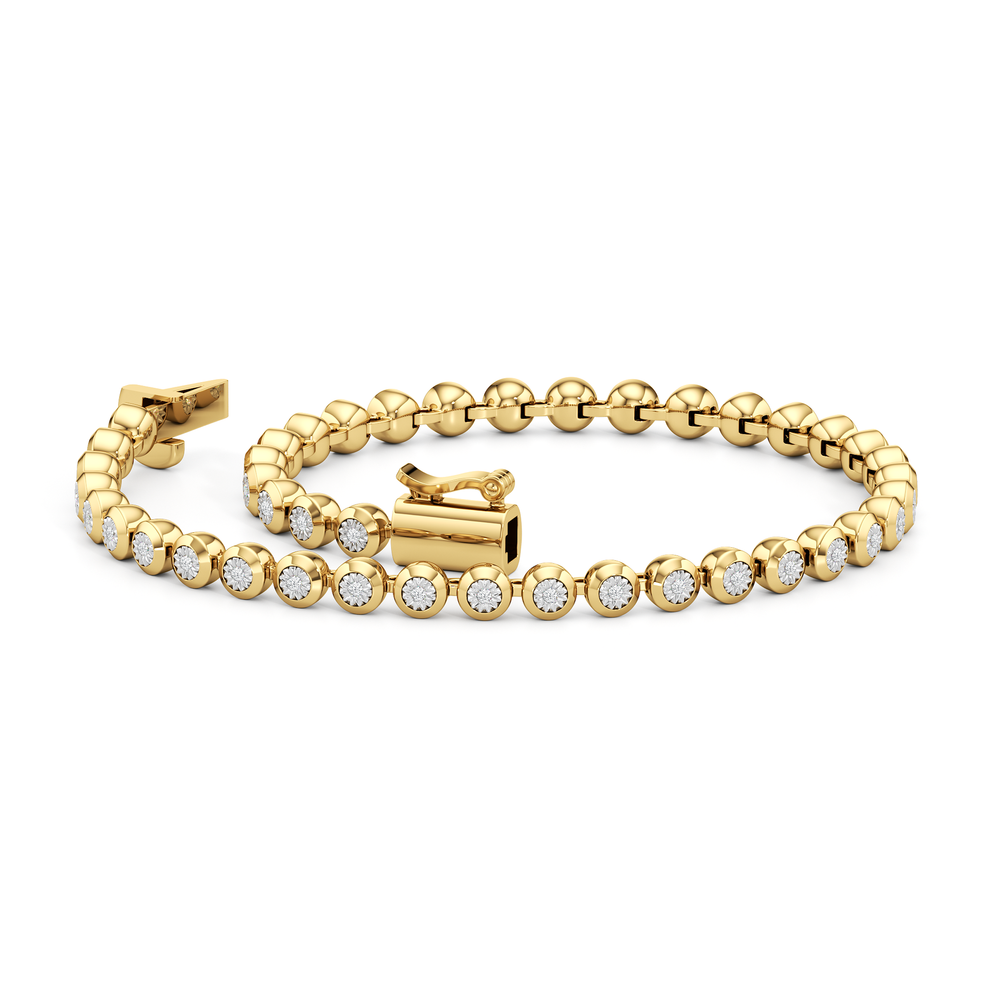 The Chloe Bezel Bracelet with Lab Cut Diamond in 14KT 18K Yellow Gold Vermeil view 2
