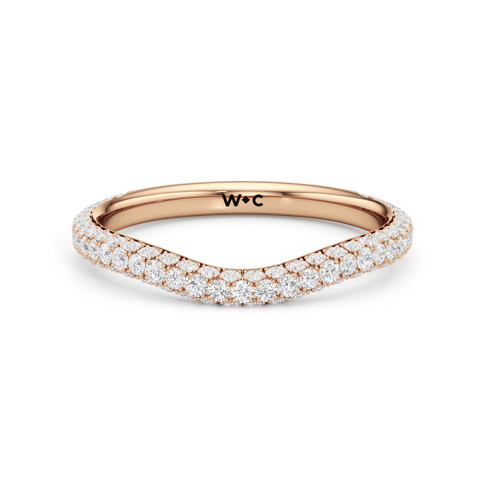 The Elise Three Stone Diamond Wedding Band with 18KT Rose Gold Cut Diamond in 14KT Rose Gold view 1

