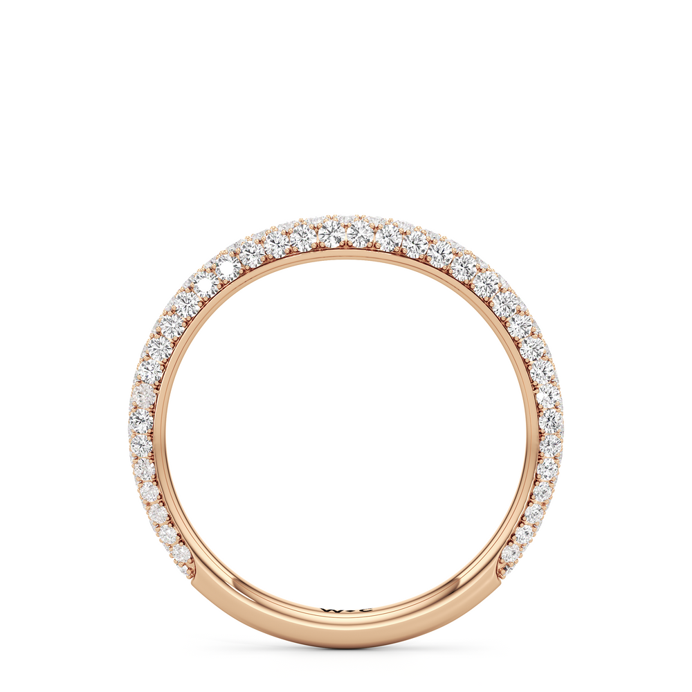 The Elise Three Stone Diamond Wedding Band with 18KT Rose Gold Cut Diamond in 14KT Rose Gold view 2
