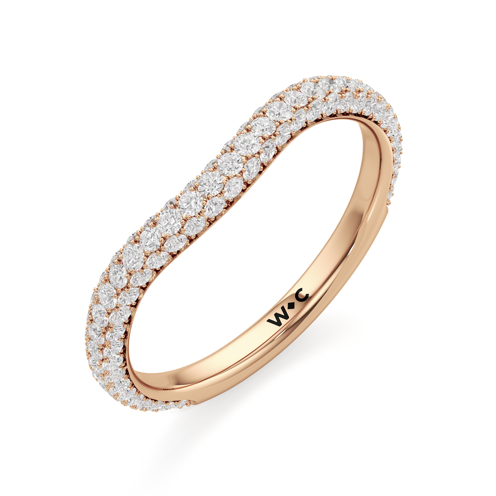 The Elise Three Stone Diamond Wedding Band with 18KT Rose Gold Cut Diamond in 14KT Rose Gold view 3
