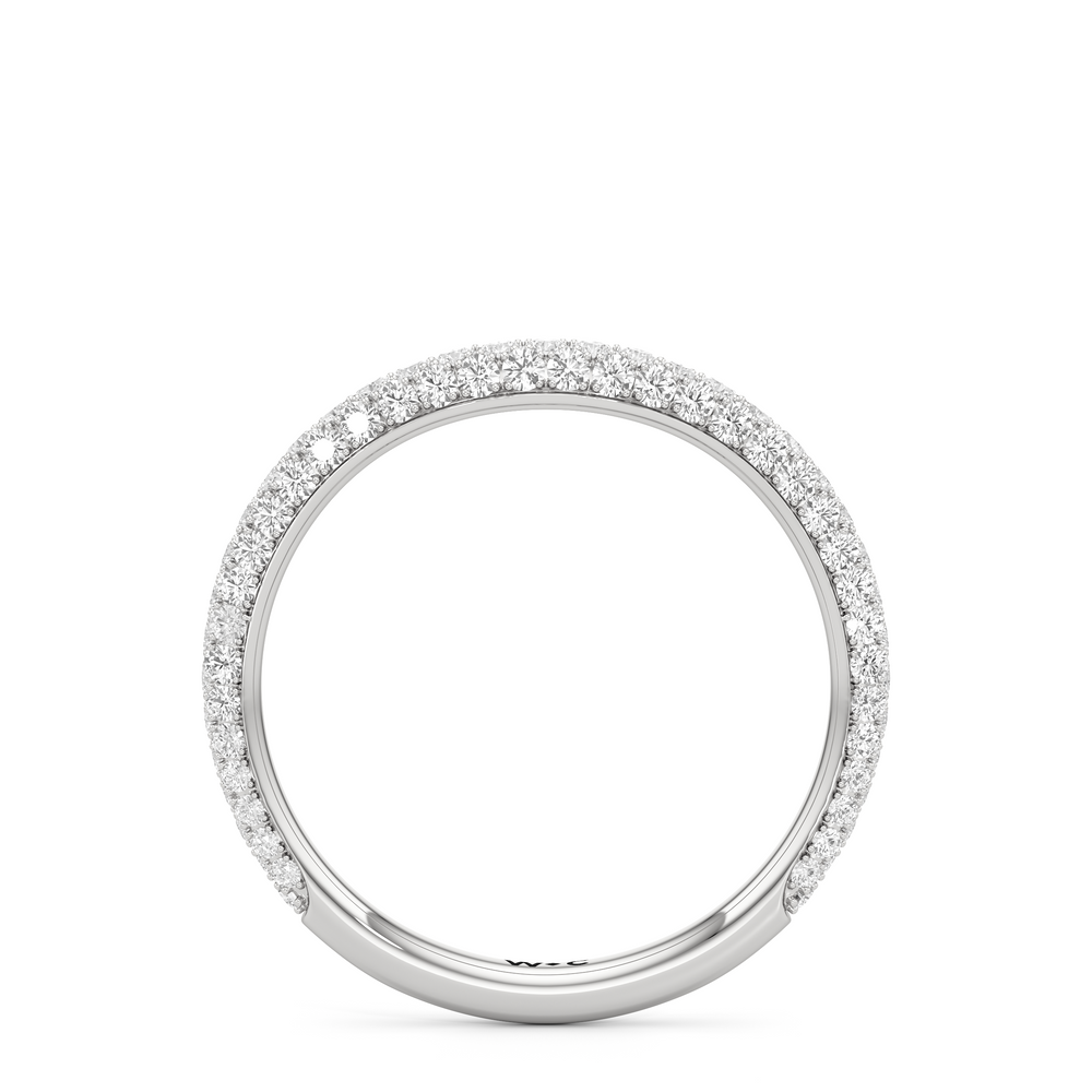 The Elise Three Stone Diamond Wedding Band with Platinum Cut Diamond in 14KT Platinum view 2
