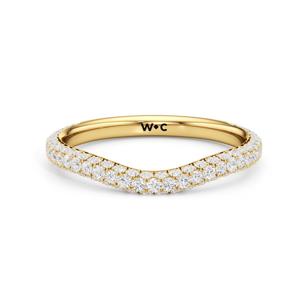 The Elise Three Stone Diamond Wedding Band with 18KT Yellow Gold Cut Diamond in 14KT Yellow Gold view 1
