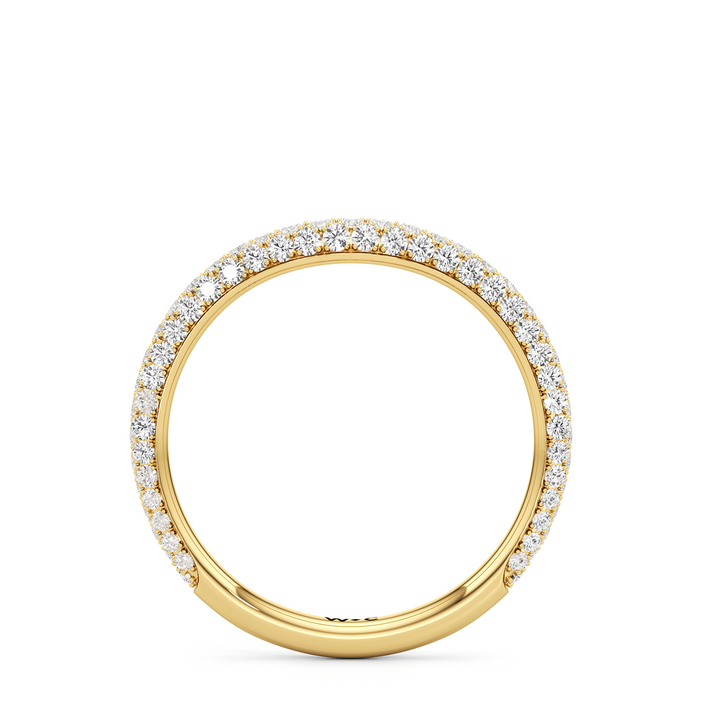 The Elise Three Stone Diamond Wedding Band with 18KT Yellow Gold Cut Diamond in 14KT Yellow Gold view 2
