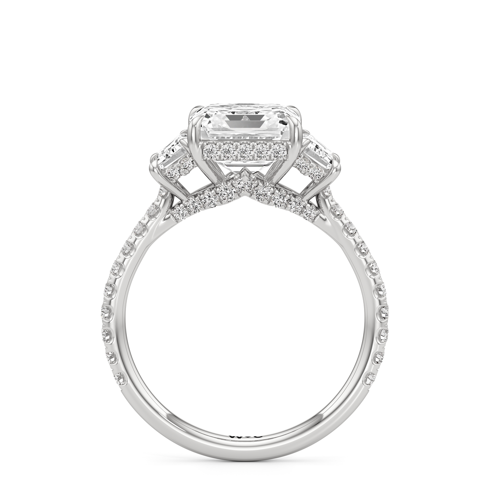 The Charlotte Three Stone Engagement Ring with Asscher Cut Diamond in 14KT Platinum view 2
