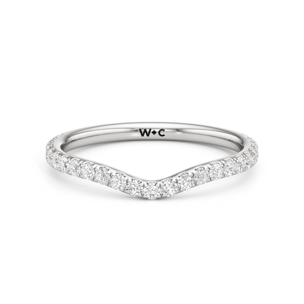 The Charlotte Three Stone Diamond Wedding Band with Platinum Cut Diamond in 14KT Platinum view 1
